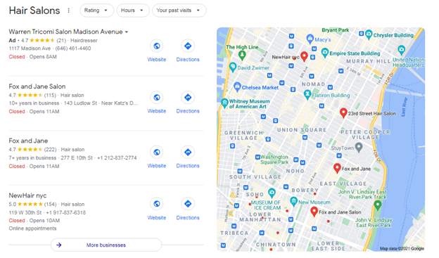 Local packs - Google maps